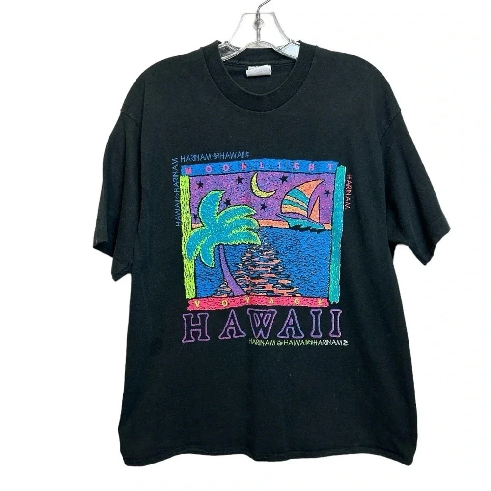 VTG 90s HAWAII‎ HARINAM Moonlight Voyage Neon T-Shirt